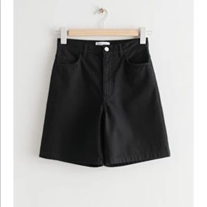 High waisted black denim short